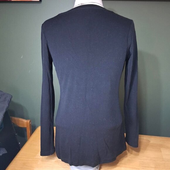 Cynthia Rowley Black Long Sleeve Tee - Size Small - Picture 2 of 6